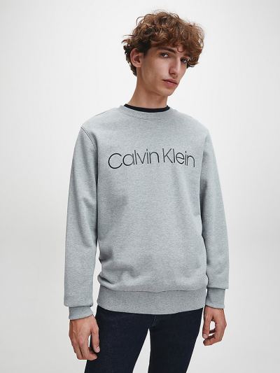 Calvin Klein Ruhák HU629720 | Calvin Klein Organic Cotton Logo Férfi Pulóver Szürke